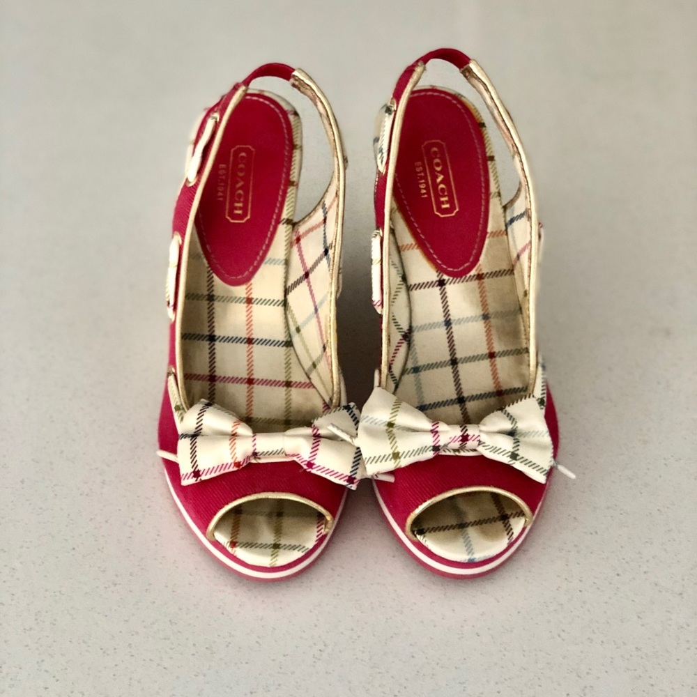 Coach Peep-Toe Wedges